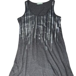 Grey sequin tank top with silver sequins festival vibes boho y2k fairycore